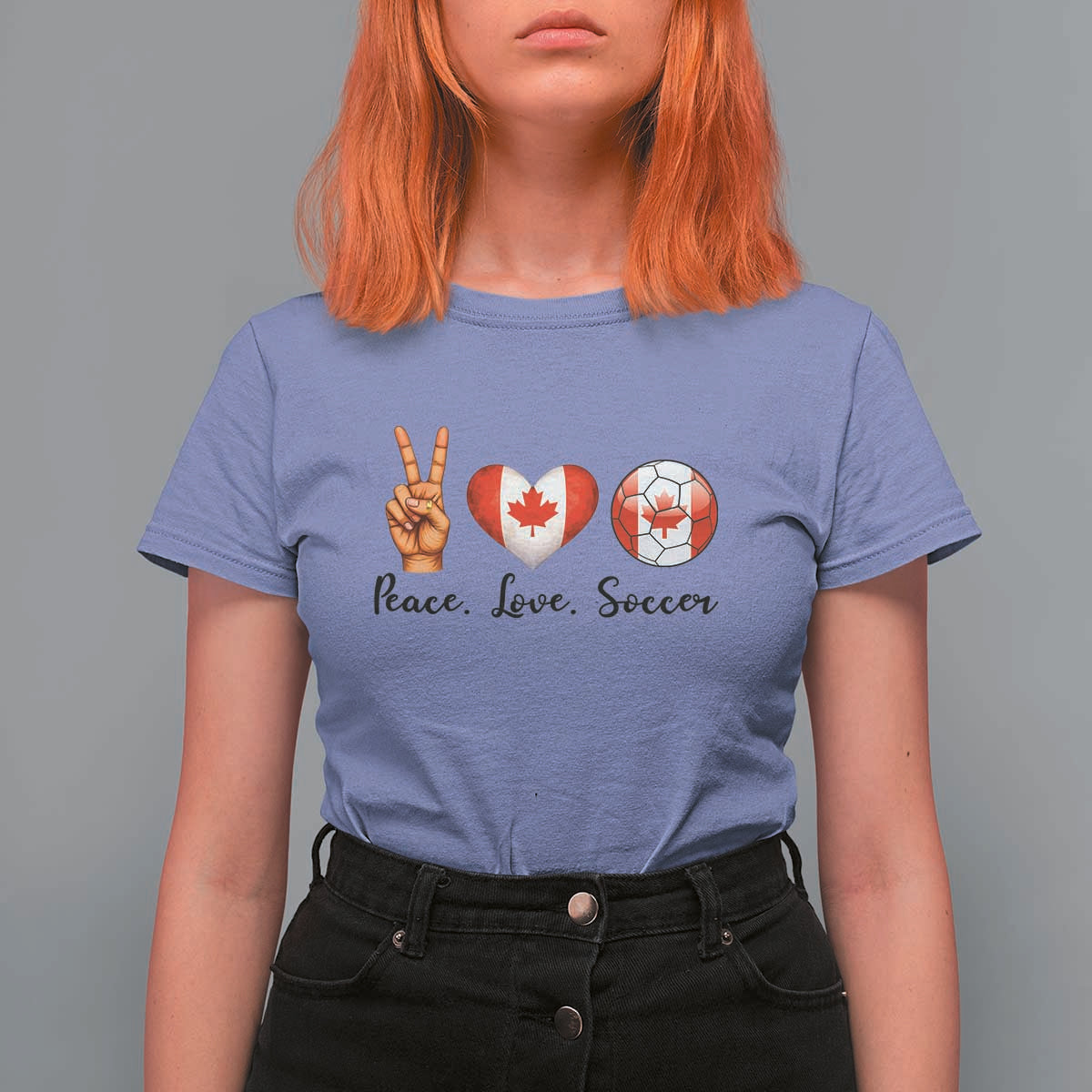 Peace Love Soccer T Shirt For Women Proud Canadian Fan Gift