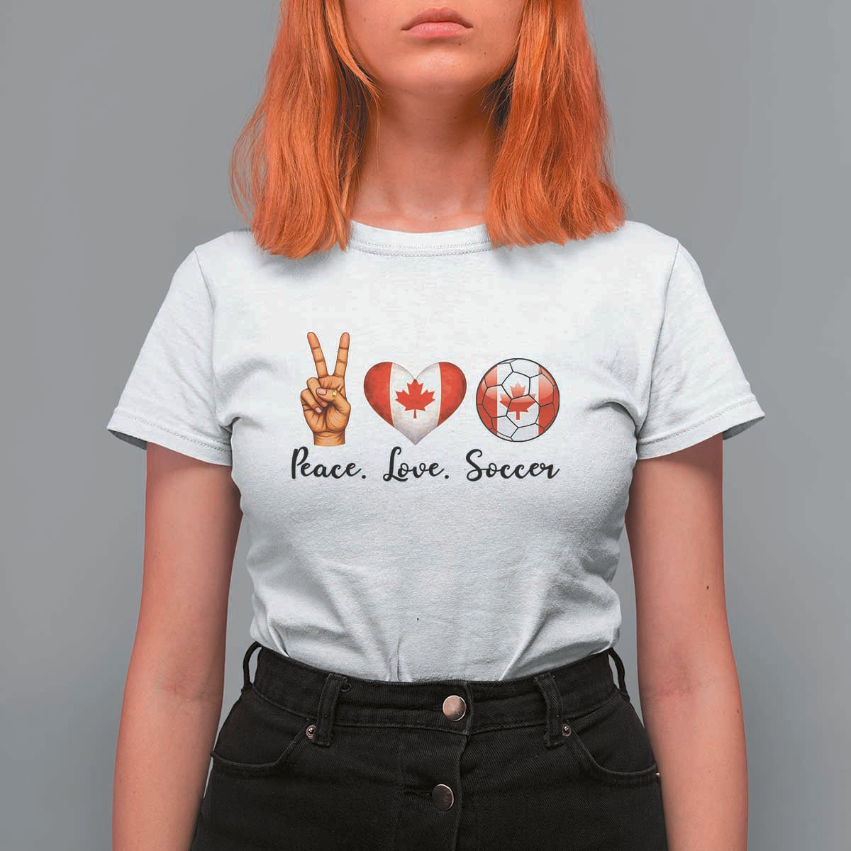 Peace Love Soccer T Shirt For Women Proud Canadian Fan Gift