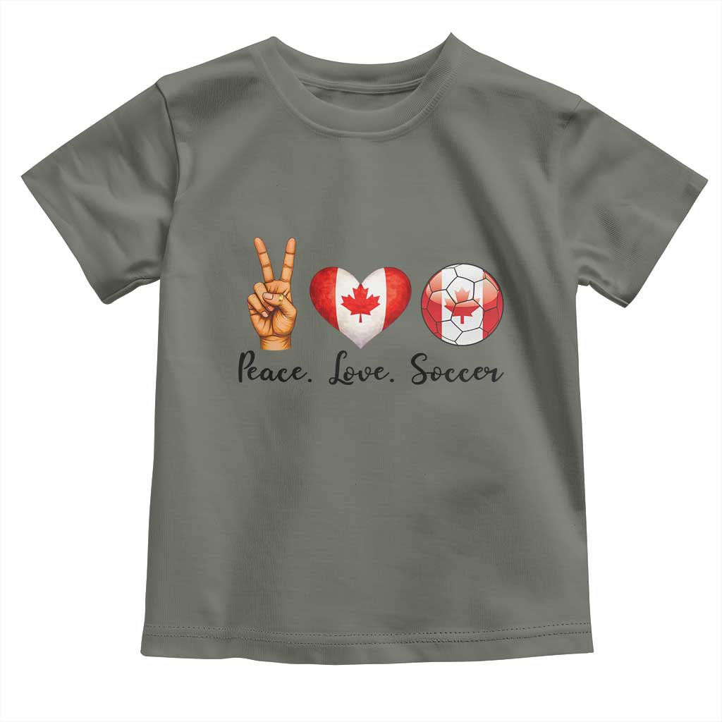 Peace Love Soccer Toddler T Shirt Proud Canadian Fan Gift