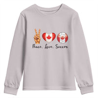 Peace Love Soccer Youth Sweatshirt Proud Canadian Fan Gift