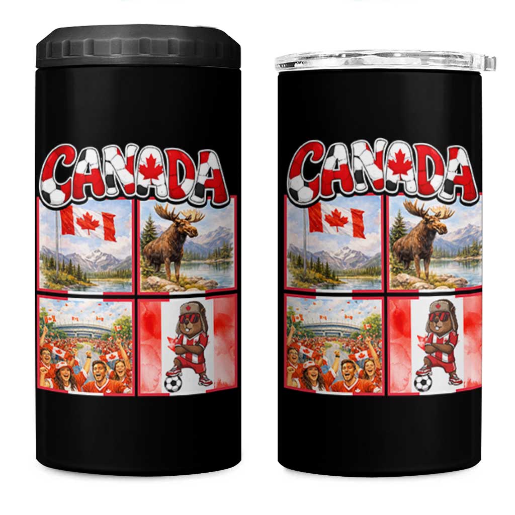 Proud Canada National Soccer Fan 2026 Gift 4 in 1 Can Cooler Tumbler
