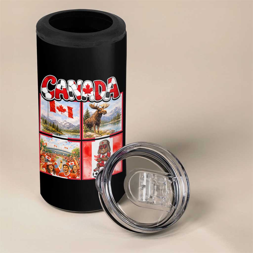 Proud Canada National Soccer Fan 2026 Gift 4 in 1 Can Cooler Tumbler