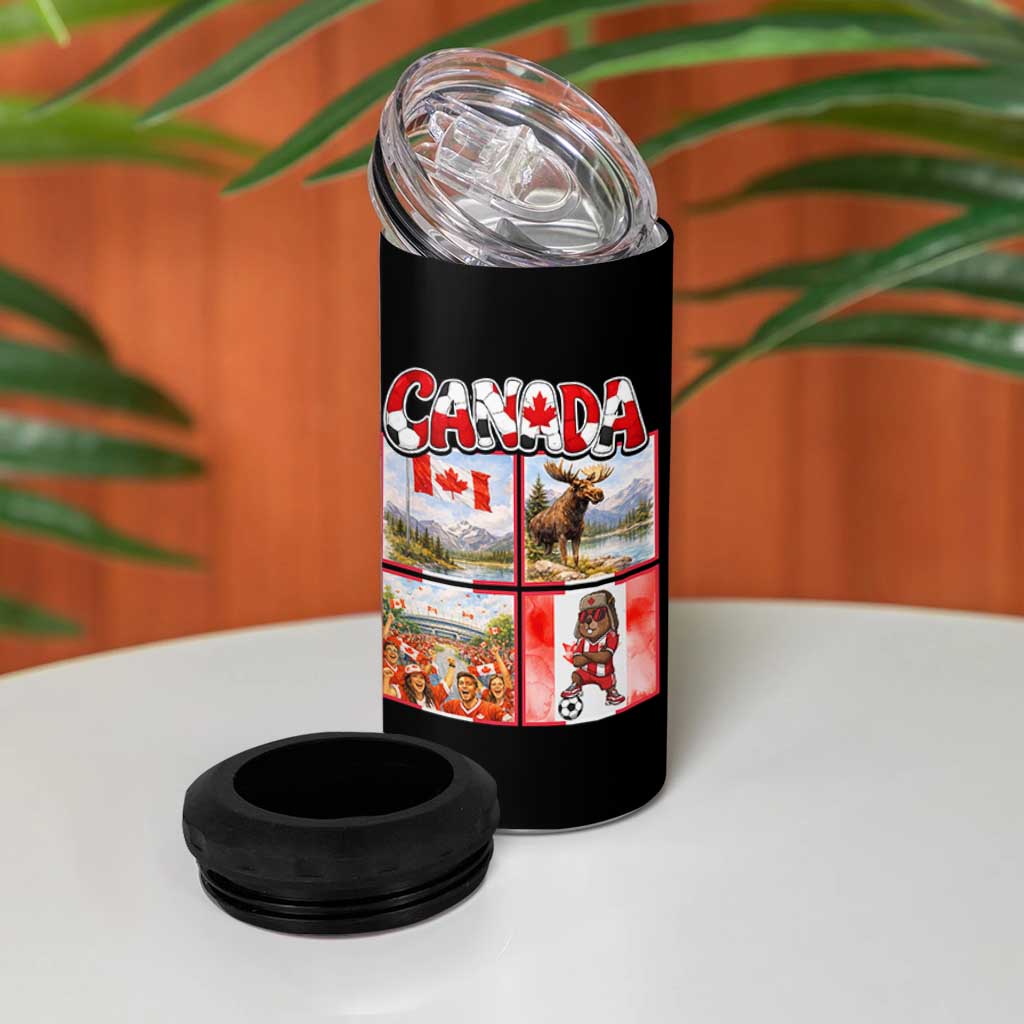 Proud Canada National Soccer Fan 2026 Gift 4 in 1 Can Cooler Tumbler