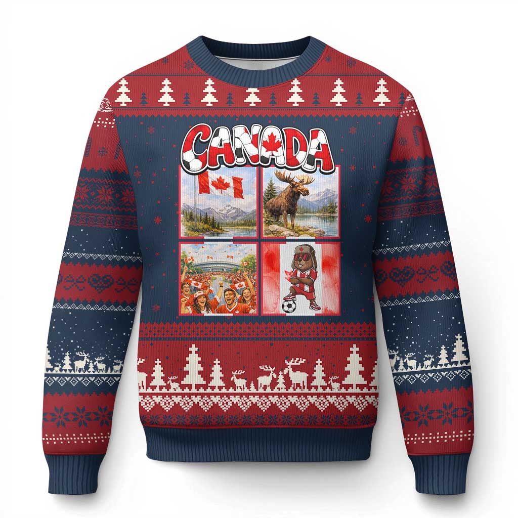 Proud Canada National Soccer Fan 2026 Gift Ugly Christmas Sweater