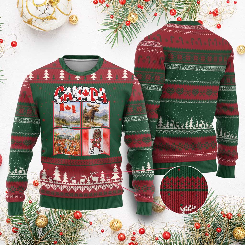 Proud Canada National Soccer Fan 2026 Gift Ugly Christmas Sweater