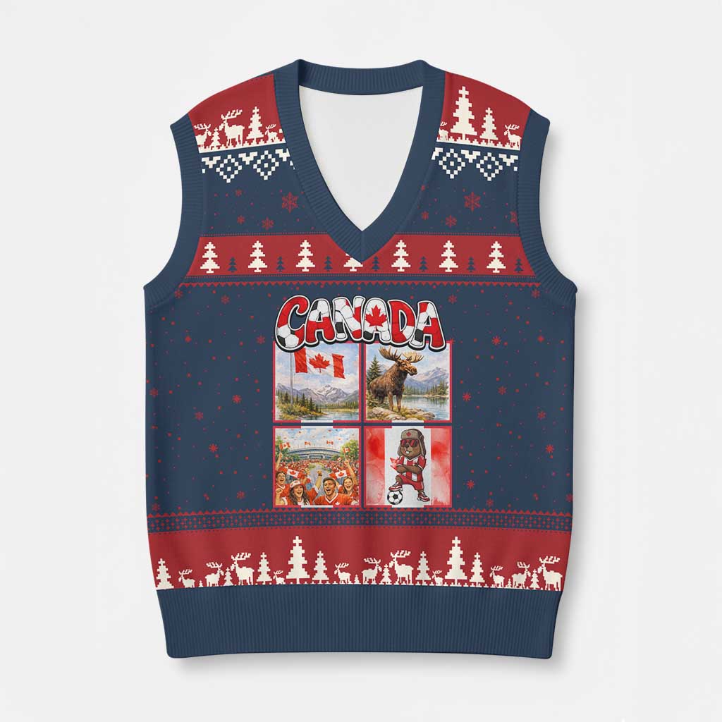 Proud Canada National Soccer Fan 2026 Gift V-Neck Knit Sweater Vest