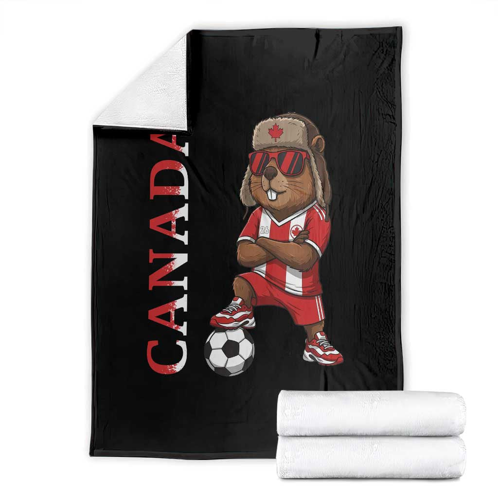 Proud Canada Soccer Beaver Throw Blanket Funny Football Fan Gift