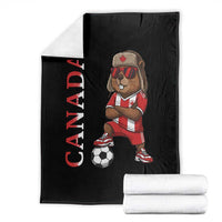 Proud Canada Soccer Beaver Throw Blanket Funny Football Fan Gift