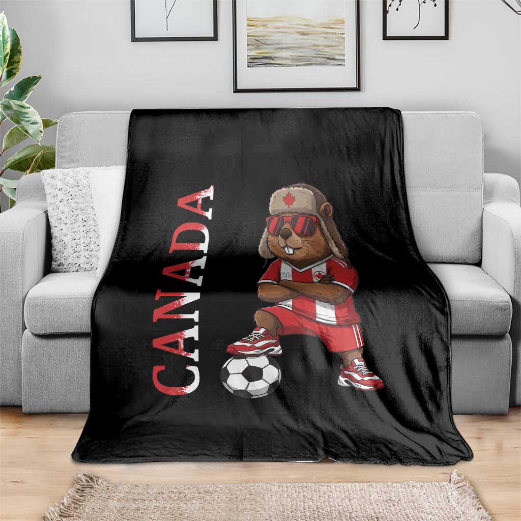 Proud Canada Soccer Beaver Throw Blanket Funny Football Fan Gift