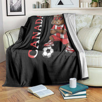 Proud Canada Soccer Beaver Throw Blanket Funny Football Fan Gift