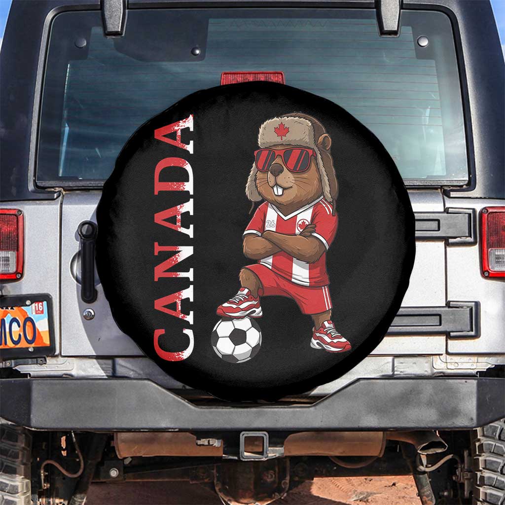 Proud Canada Soccer Beaver Spare Tire Cover Funny Football Fan Gift
