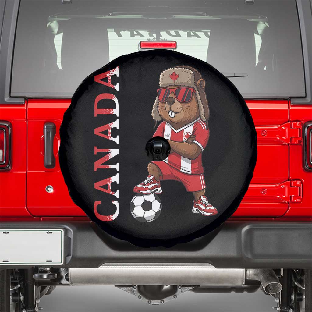 Proud Canada Soccer Beaver Spare Tire Cover Funny Football Fan Gift