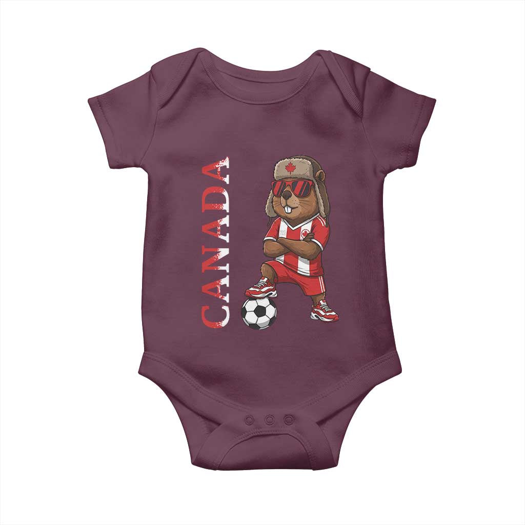 Proud Canada Soccer Beaver Baby Onesie Funny Football Fan Gift