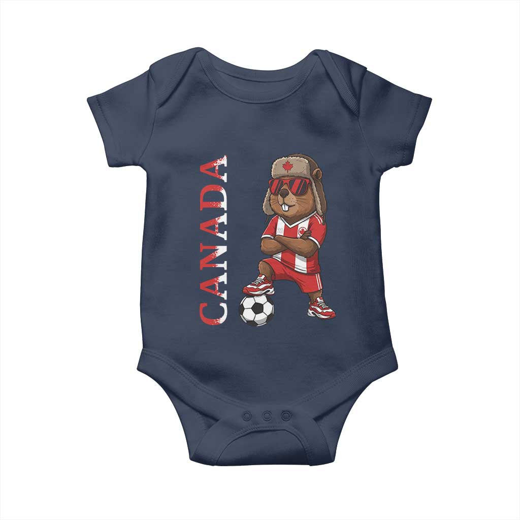Proud Canada Soccer Beaver Baby Onesie Funny Football Fan Gift