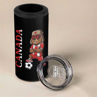 Proud Canada Soccer Beaver 4 in 1 Can Cooler Tumbler Funny Football Fan Gift