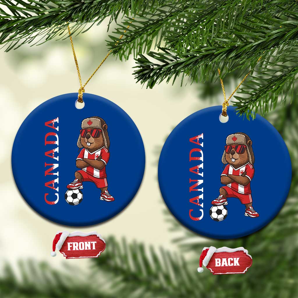 Proud Canada Soccer Beaver Ceramic Ornament Funny Football Fan Gift