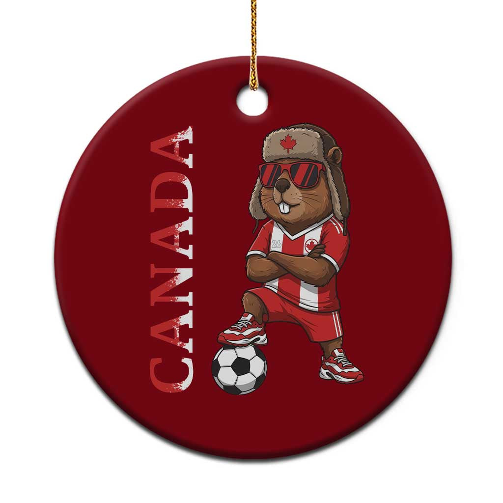 Proud Canada Soccer Beaver Ceramic Ornament Funny Football Fan Gift