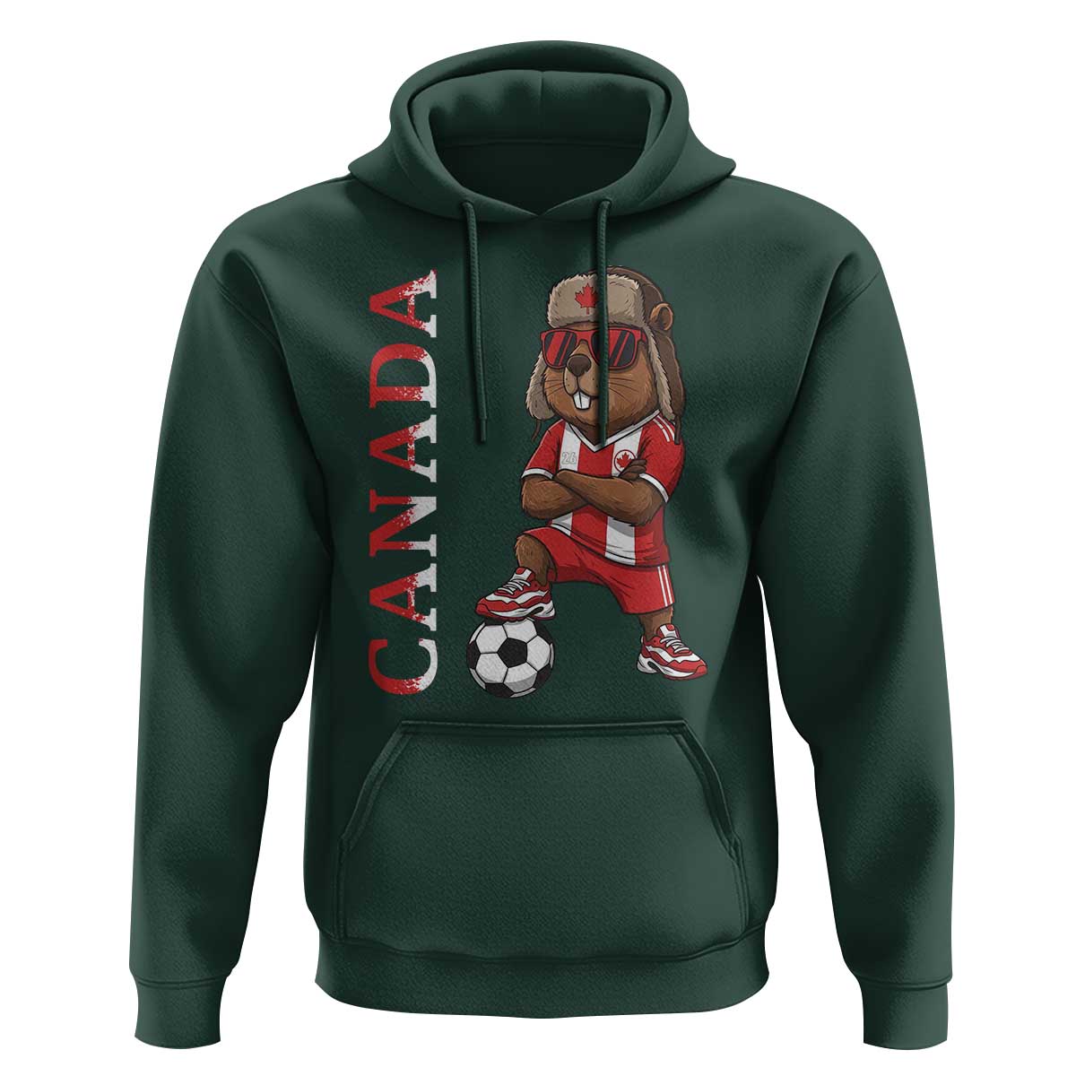 Proud Canada Soccer Beaver Hoodie Funny Football Fan Gift