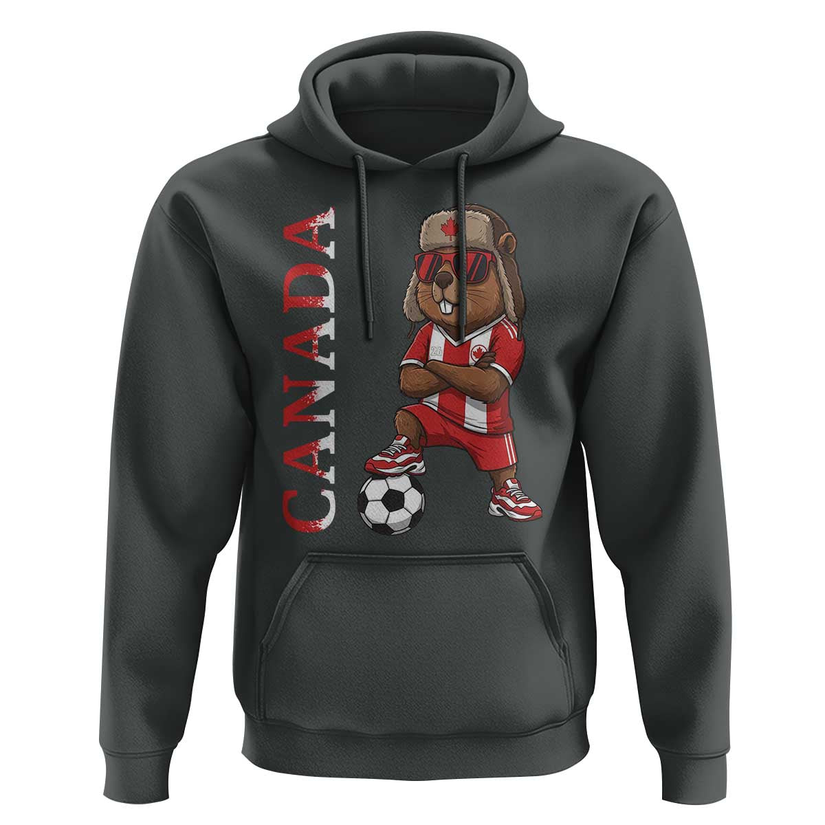 Proud Canada Soccer Beaver Hoodie Funny Football Fan Gift