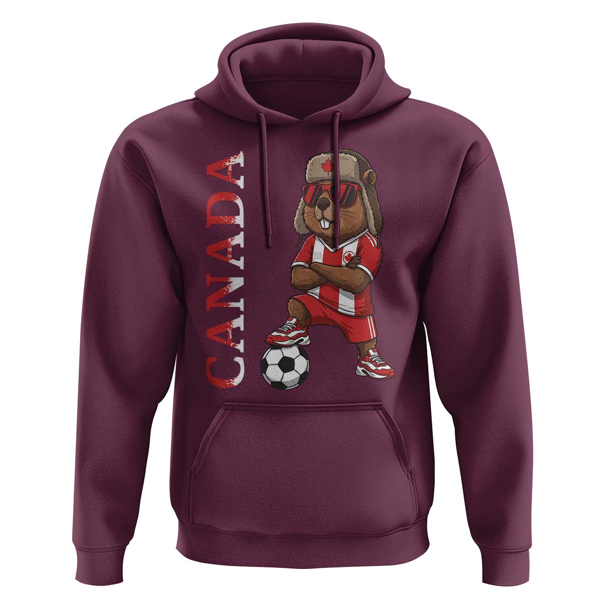 Proud Canada Soccer Beaver Hoodie Funny Football Fan Gift