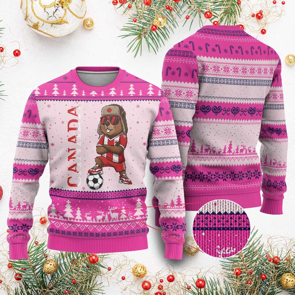 Proud Canada Soccer Beaver Ugly Christmas Sweater Funny Football Fan Gift