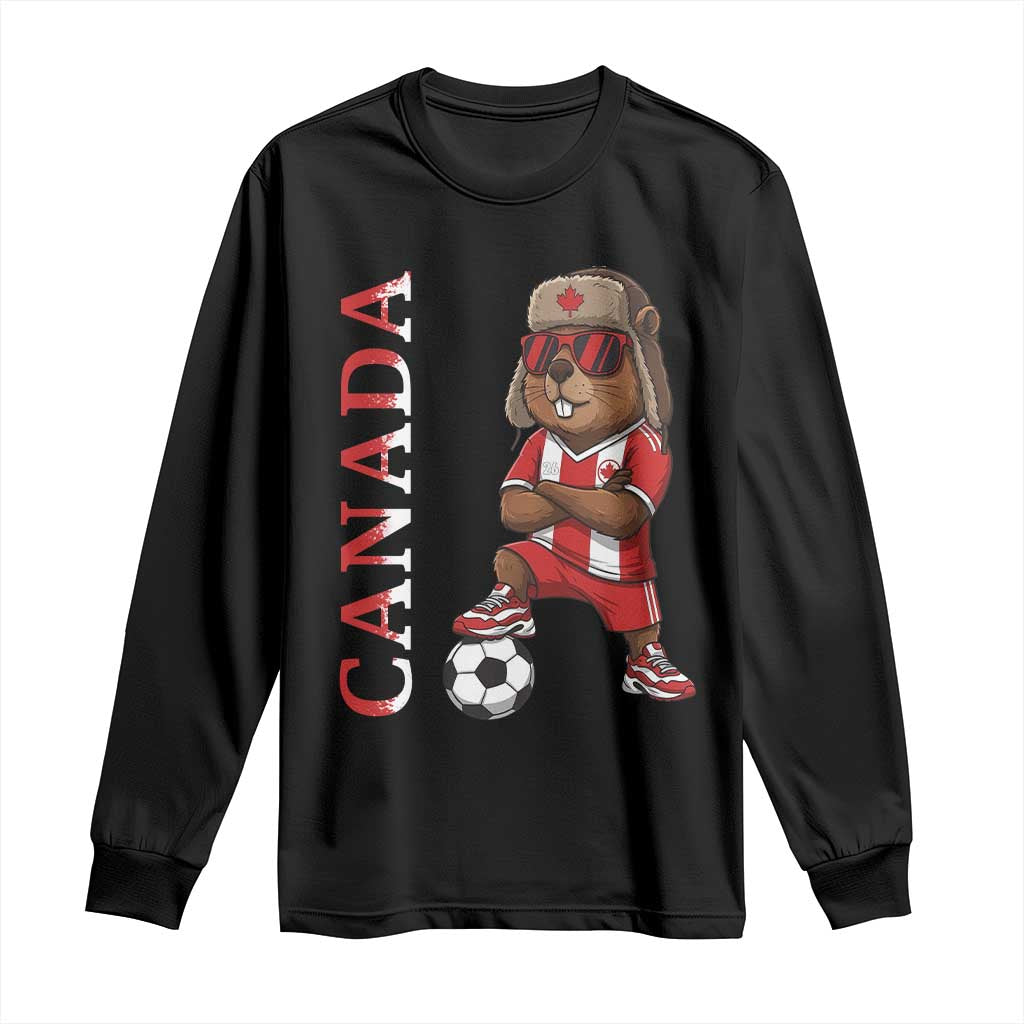 Proud Canada Soccer Beaver Long Sleeve Shirt Funny Football Fan Gift
