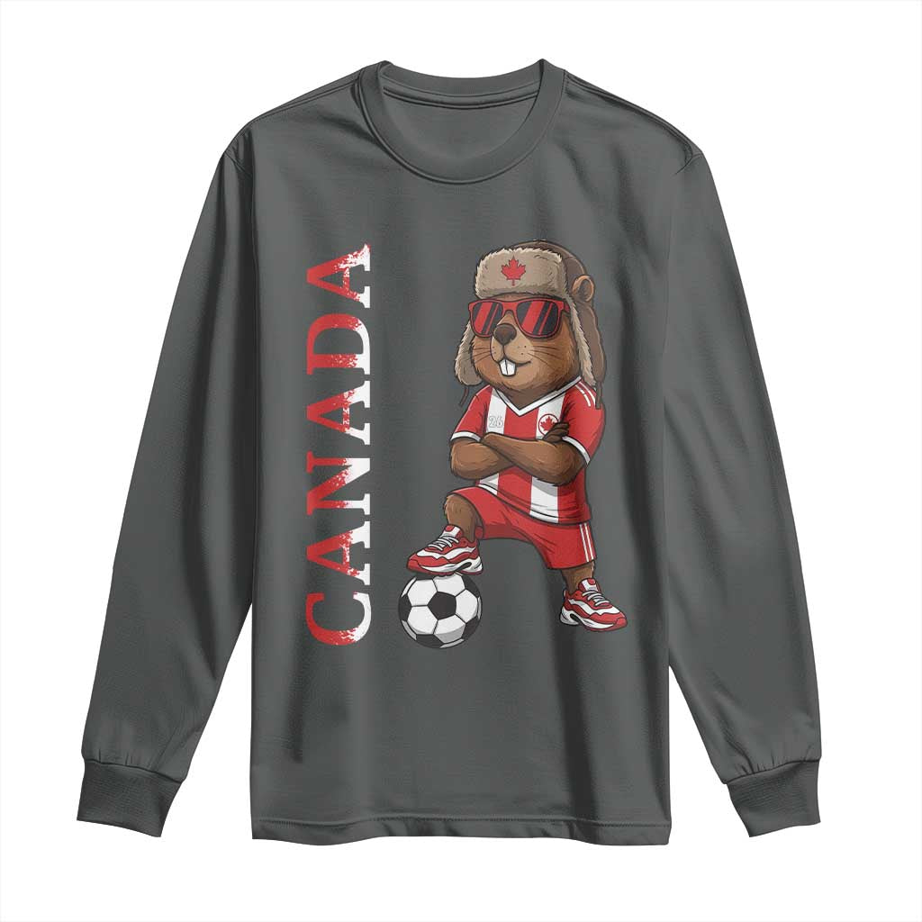 Proud Canada Soccer Beaver Long Sleeve Shirt Funny Football Fan Gift