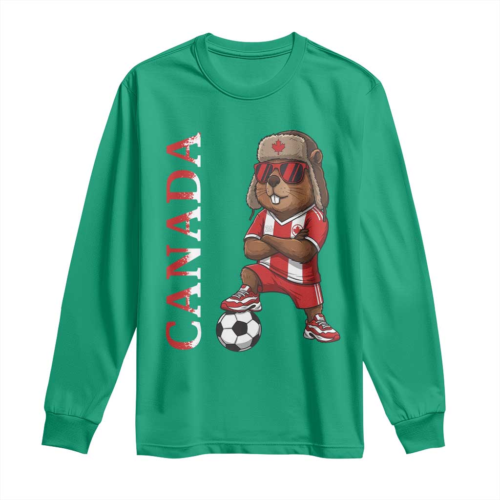 Proud Canada Soccer Beaver Long Sleeve Shirt Funny Football Fan Gift