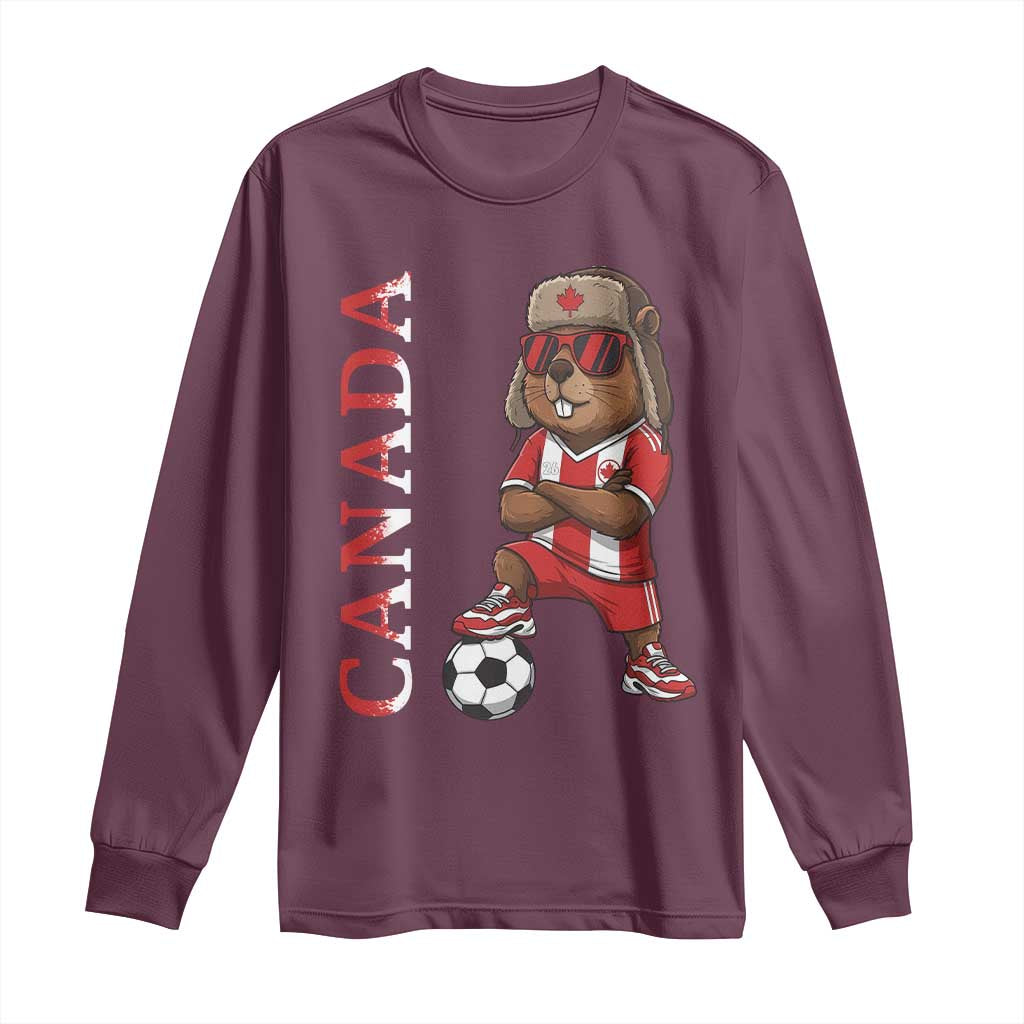 Proud Canada Soccer Beaver Long Sleeve Shirt Funny Football Fan Gift