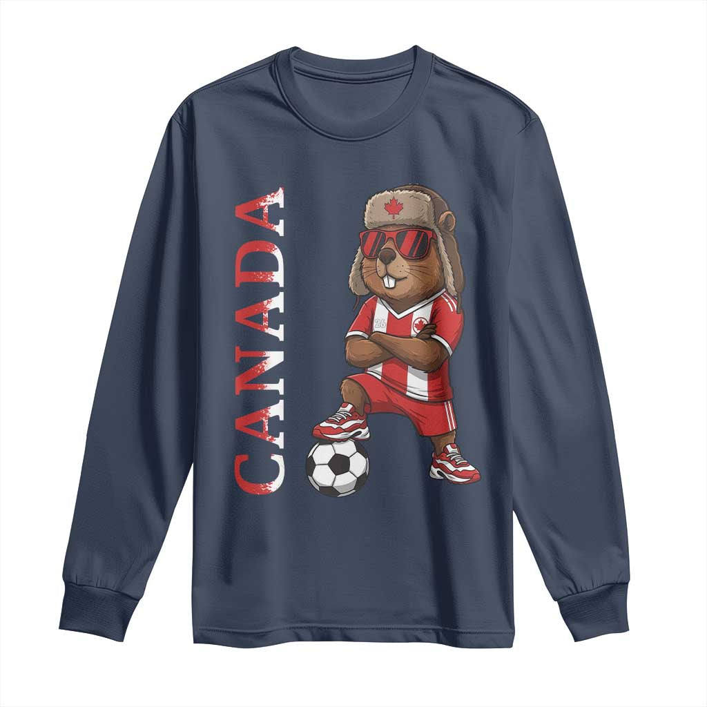 Proud Canada Soccer Beaver Long Sleeve Shirt Funny Football Fan Gift