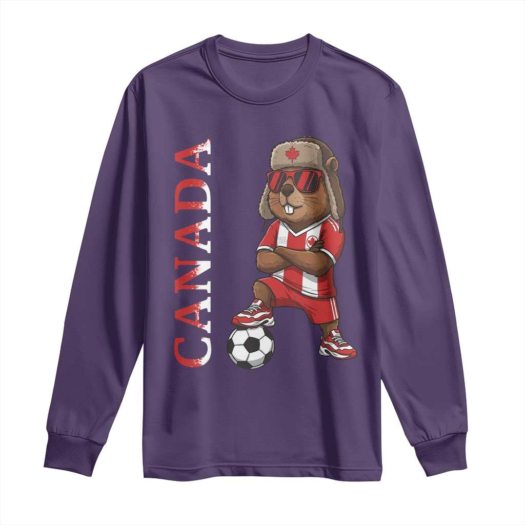 Proud Canada Soccer Beaver Long Sleeve Shirt Funny Football Fan Gift
