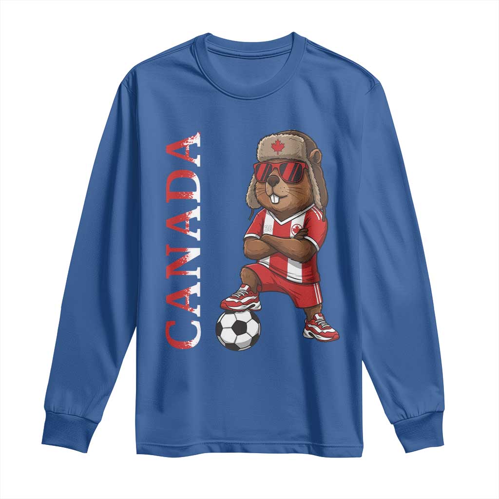 Proud Canada Soccer Beaver Long Sleeve Shirt Funny Football Fan Gift
