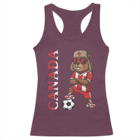 Proud Canada Soccer Beaver Racerback Tank Top Funny Football Fan Gift