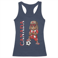 Proud Canada Soccer Beaver Racerback Tank Top Funny Football Fan Gift