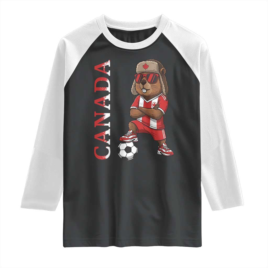 Proud Canada Soccer Beaver Raglan Shirt Funny Football Fan Gift