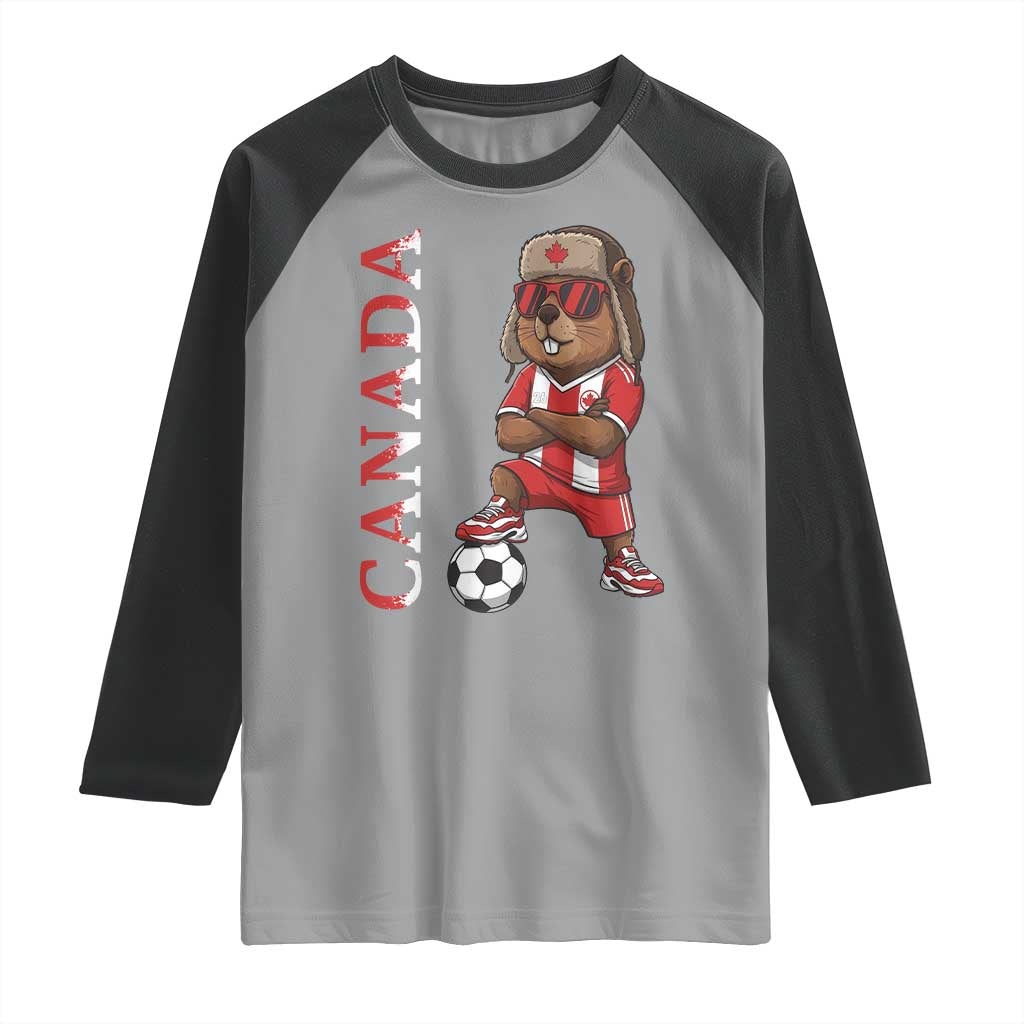 Proud Canada Soccer Beaver Raglan Shirt Funny Football Fan Gift