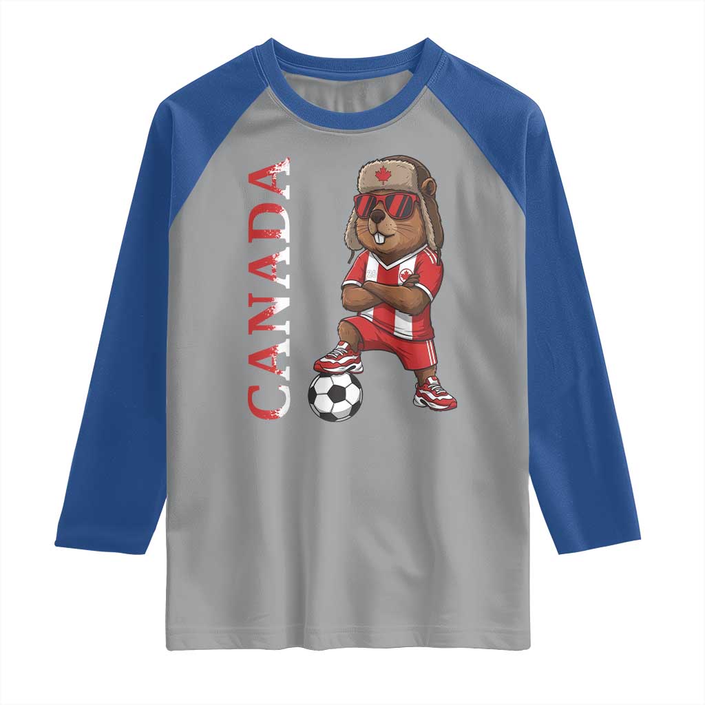 Proud Canada Soccer Beaver Raglan Shirt Funny Football Fan Gift