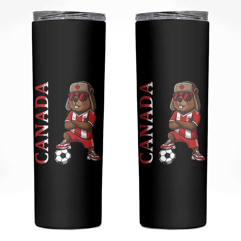 Proud Canada Soccer Beaver Skinny Tumbler Funny Football Fan Gift