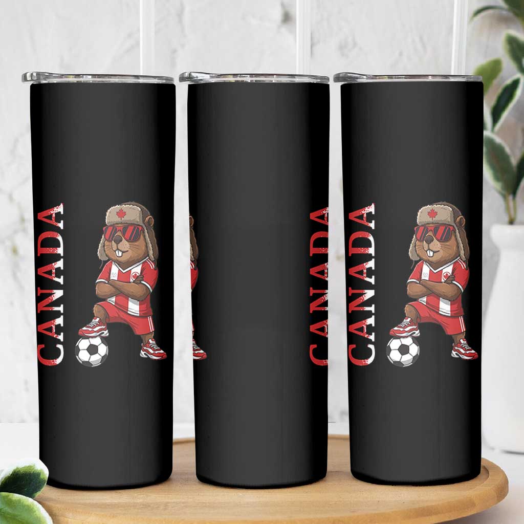 Proud Canada Soccer Beaver Skinny Tumbler Funny Football Fan Gift
