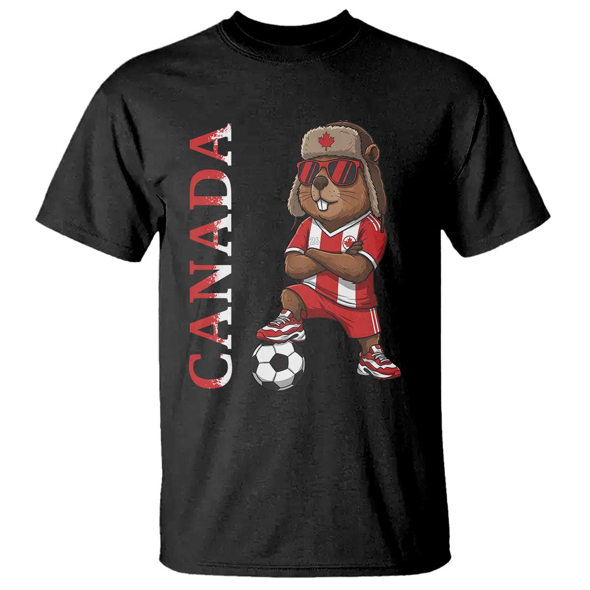 Proud Canada Soccer Beaver T Shirt Funny Football Fan Gift