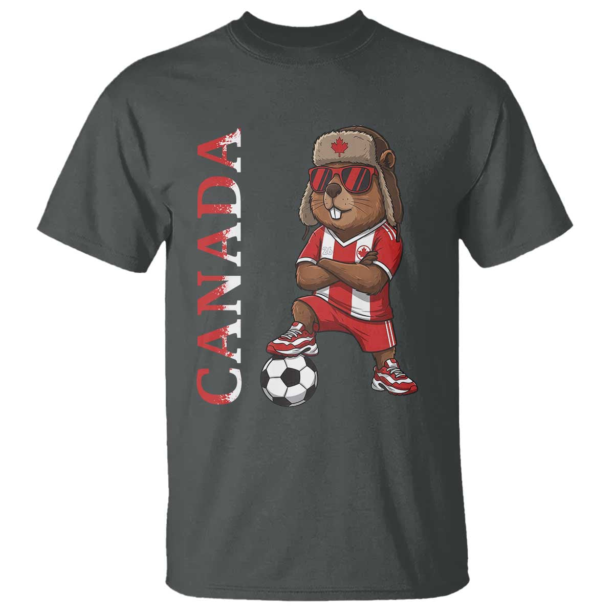 Proud Canada Soccer Beaver T Shirt Funny Football Fan Gift