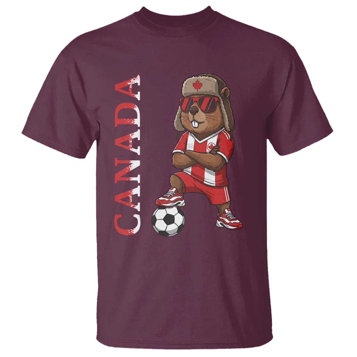 Proud Canada Soccer Beaver T Shirt Funny Football Fan Gift