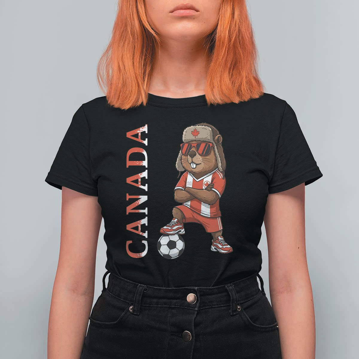 Proud Canada Soccer Beaver T Shirt For Women Funny Football Fan Gift