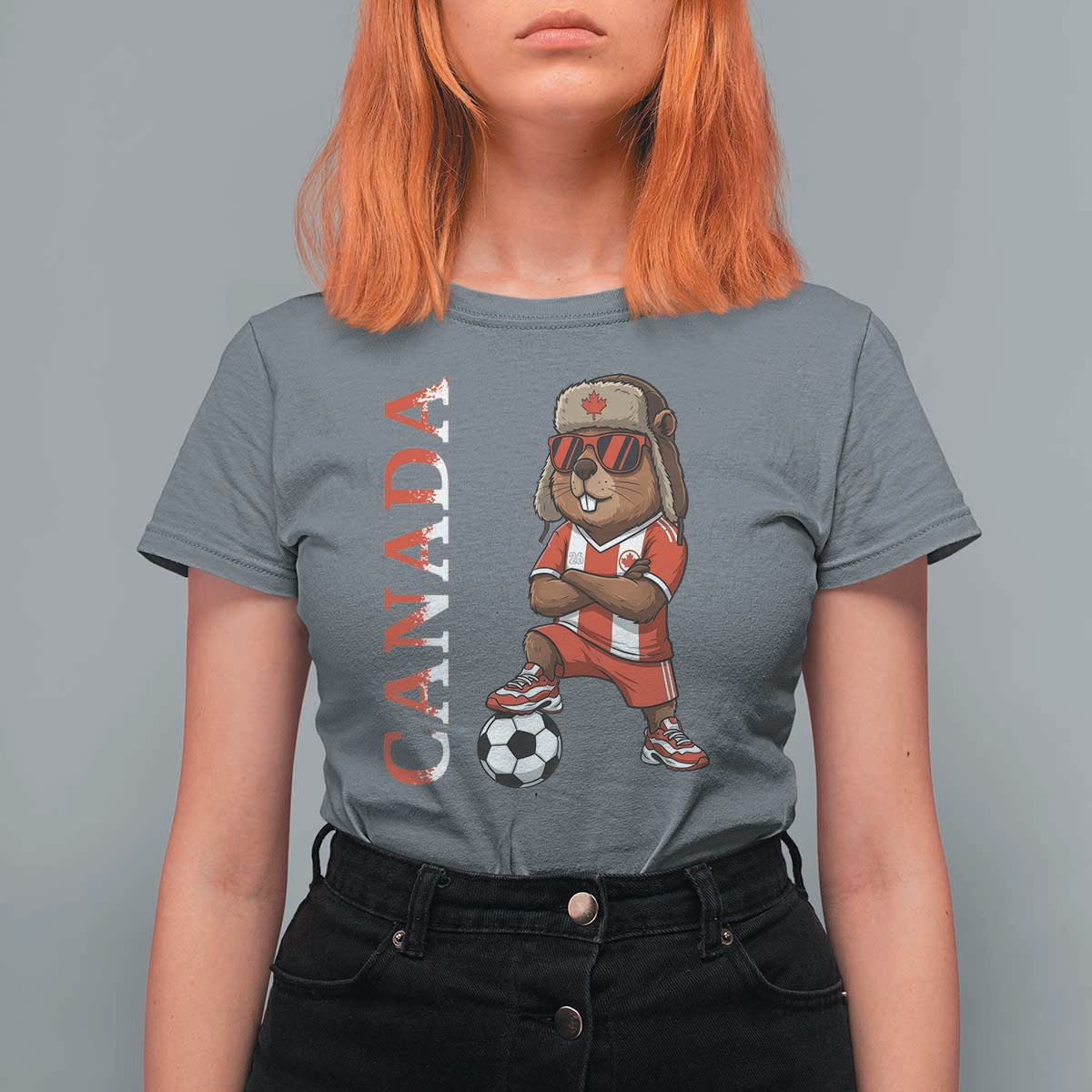 Proud Canada Soccer Beaver T Shirt For Women Funny Football Fan Gift
