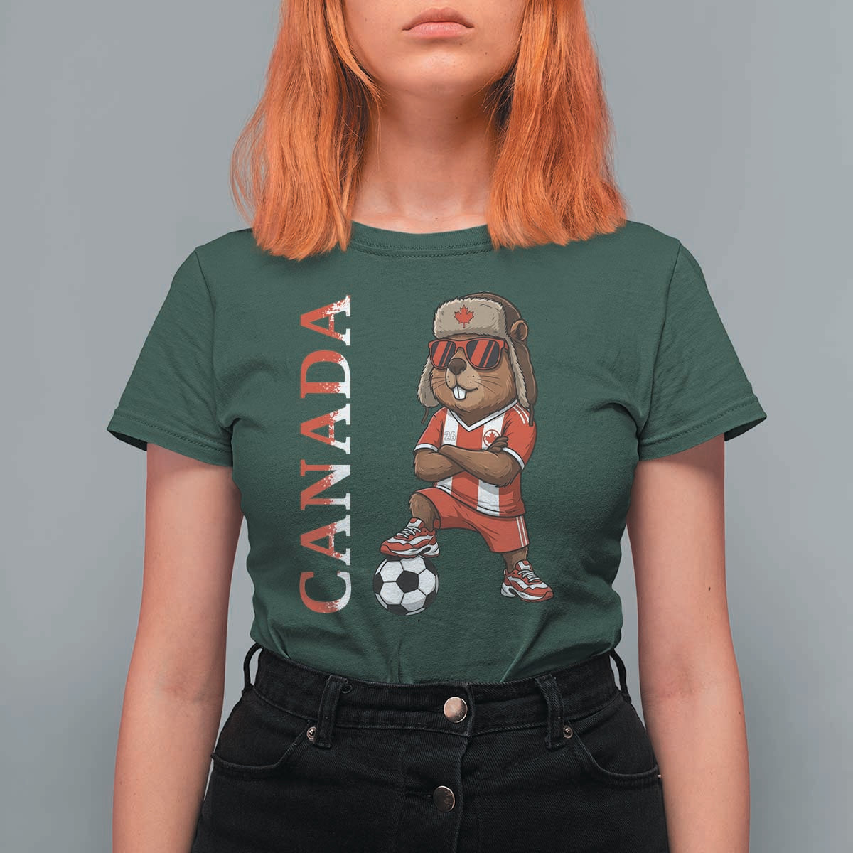 Proud Canada Soccer Beaver T Shirt For Women Funny Football Fan Gift