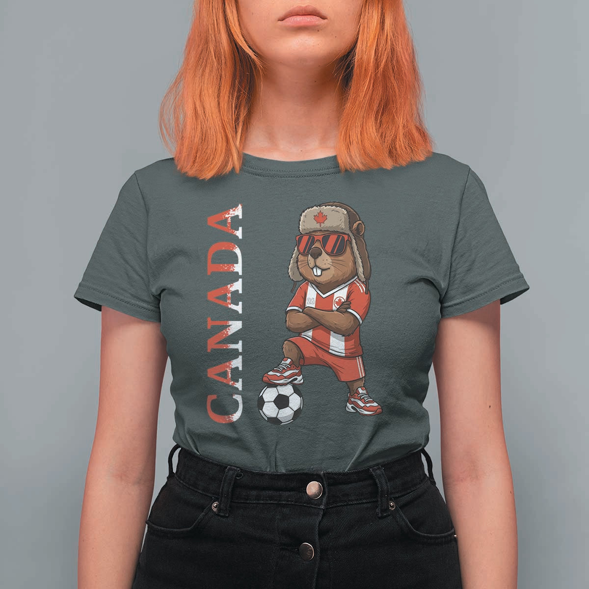 Proud Canada Soccer Beaver T Shirt For Women Funny Football Fan Gift
