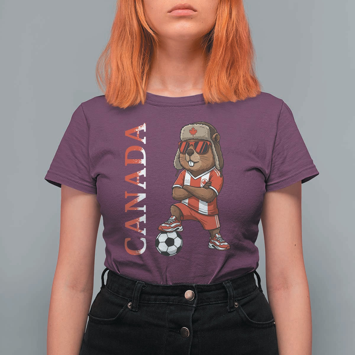 Proud Canada Soccer Beaver T Shirt For Women Funny Football Fan Gift