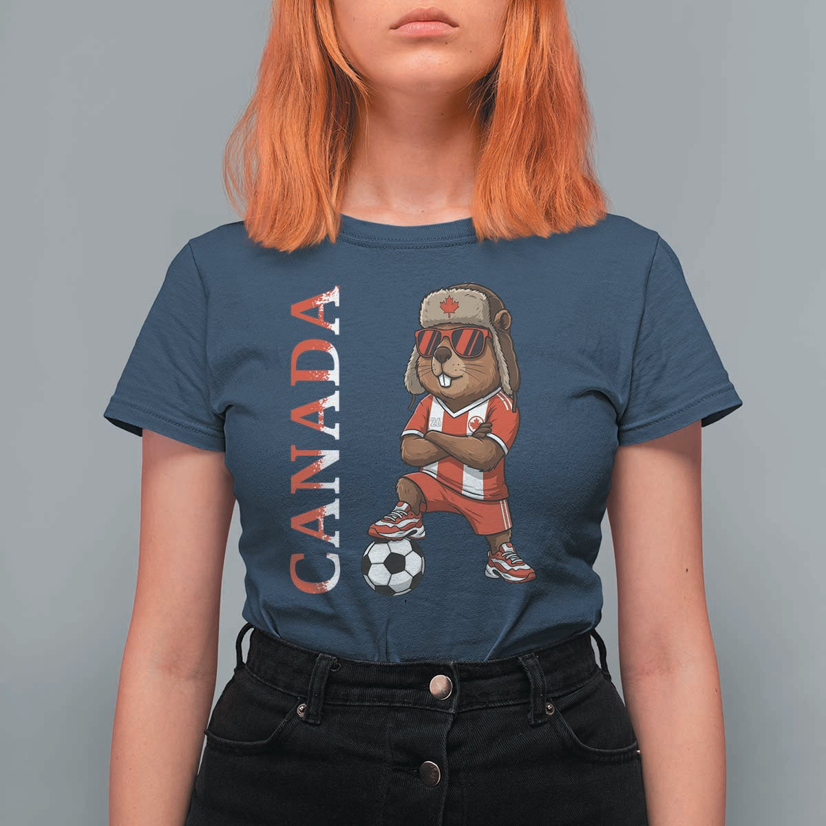 Proud Canada Soccer Beaver T Shirt For Women Funny Football Fan Gift