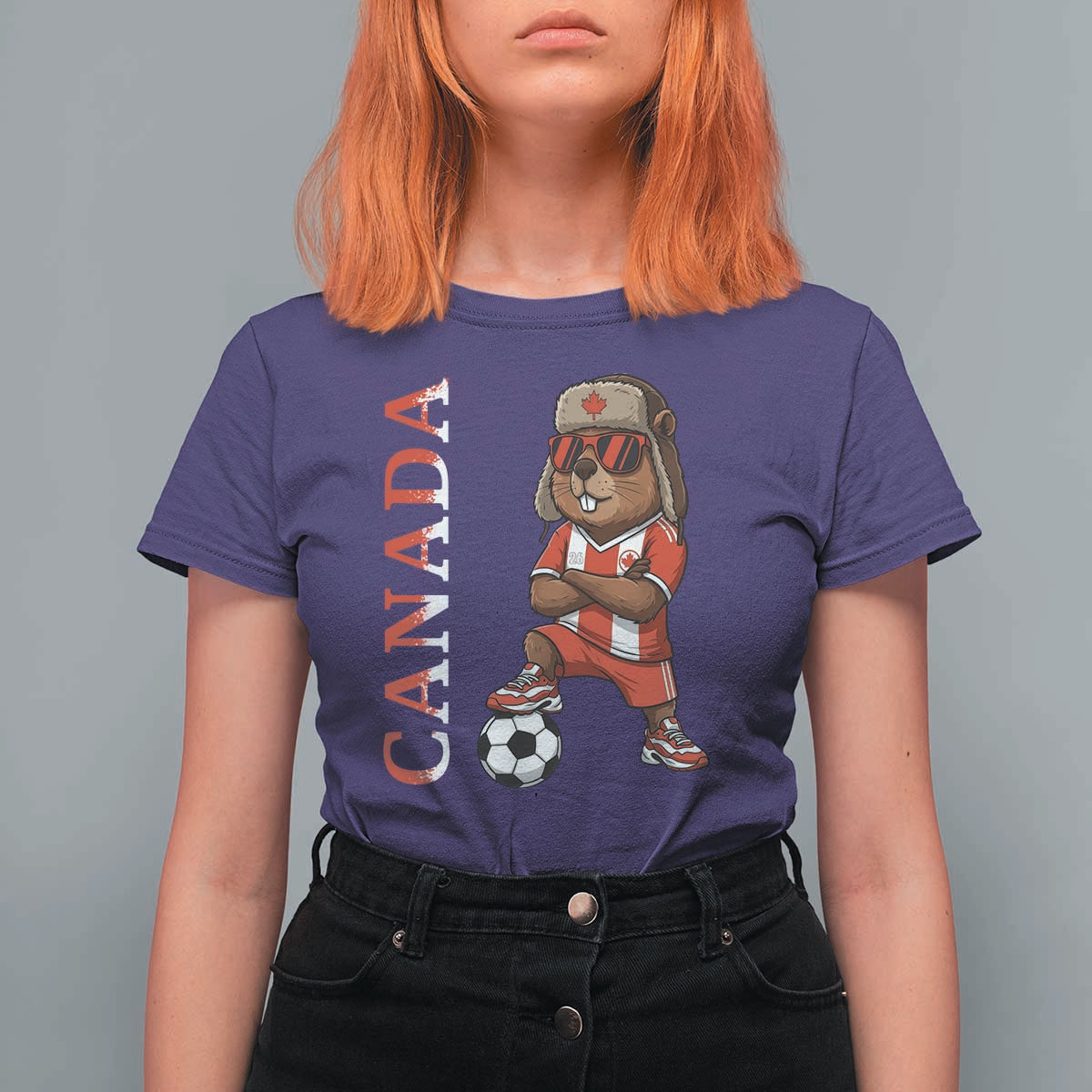 Proud Canada Soccer Beaver T Shirt For Women Funny Football Fan Gift