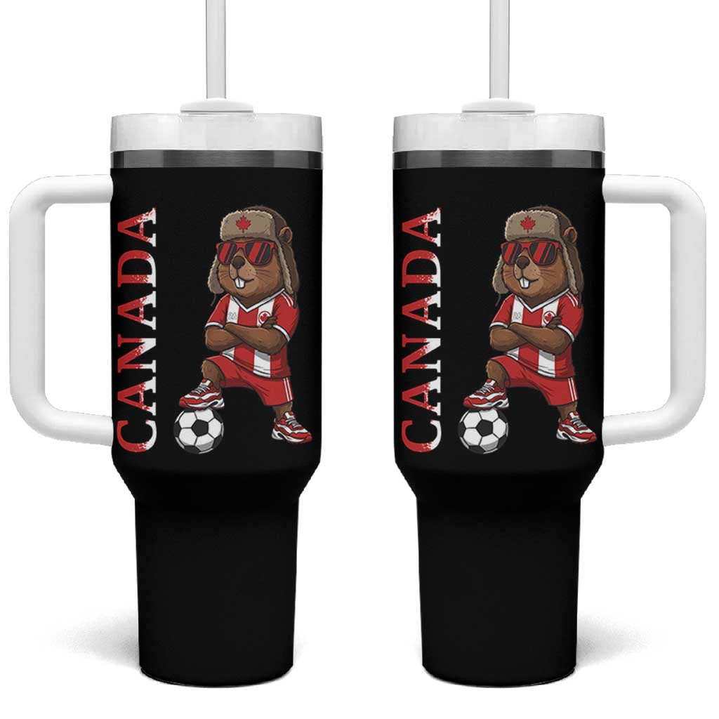 Proud Canada Soccer Beaver Tumbler With Handle Funny Football Fan Gift